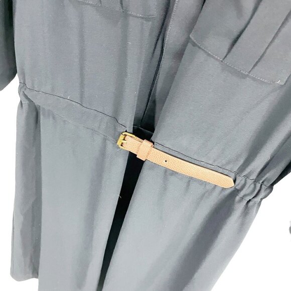 Skies Are Blue Womens Tunic Dress Blue 3/4 Sleeve Roll Tab Jewel Neck Pockets M - Picture 4 of 6